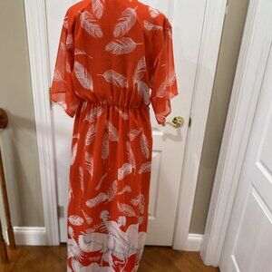 Red maxi wrap dress, size 12-New York and Company